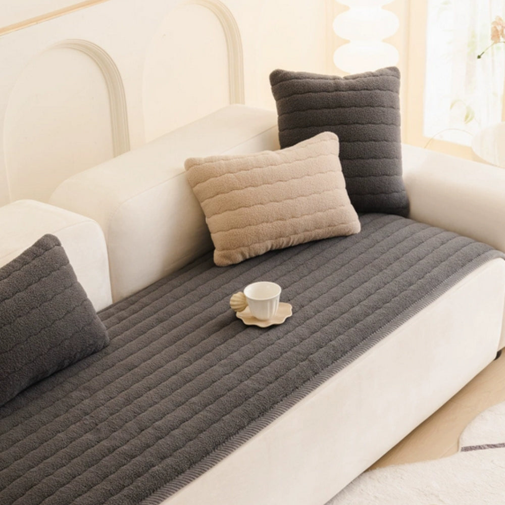 Thick Plush Sofa Cover – Soft Microfiber Blend with Non-Slip Backing for Pet-Friendly Comfort 2