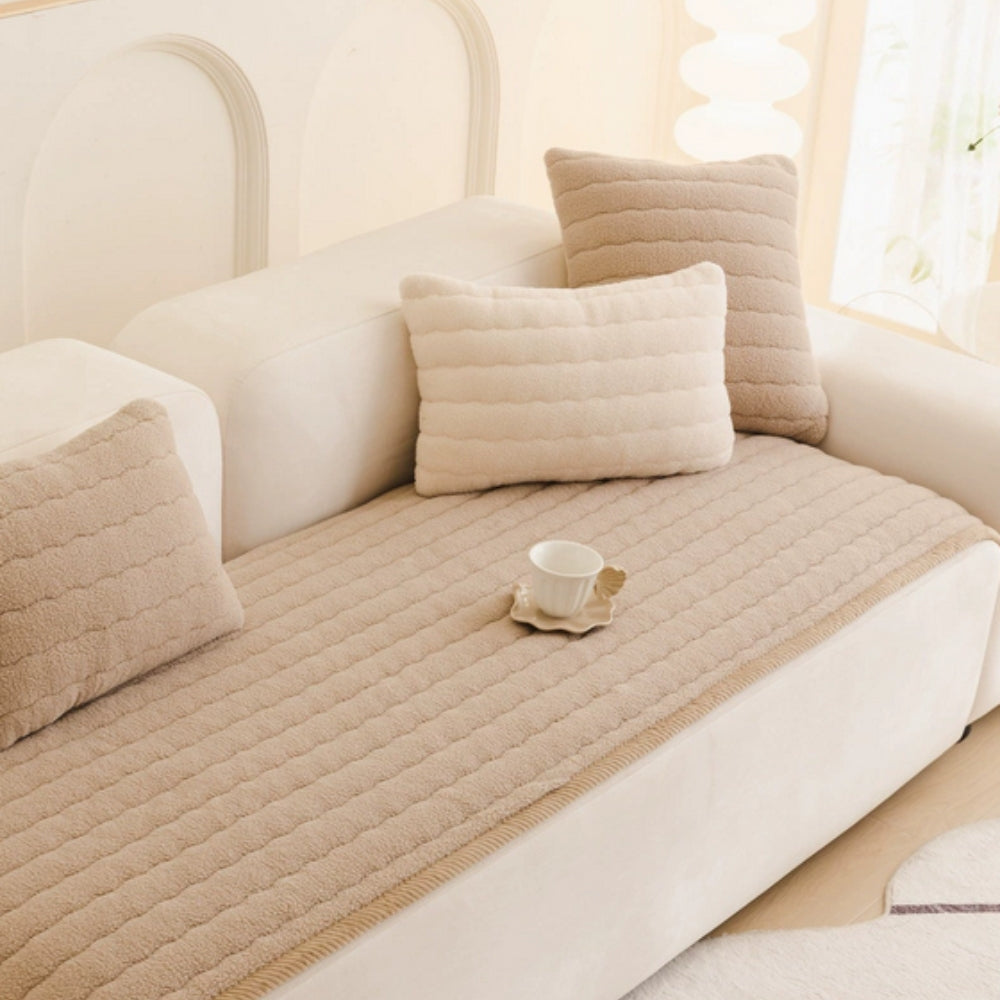 Thick Plush Sofa Cover – Soft Microfiber Blend with Non-Slip Backing for Pet-Friendly Comfort 3