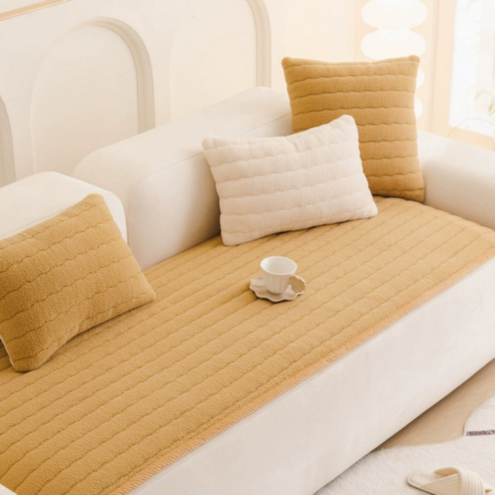 Thick Plush Sofa Cover – Soft Microfiber Blend with Non-Slip Backing for Pet-Friendly Comfort 4