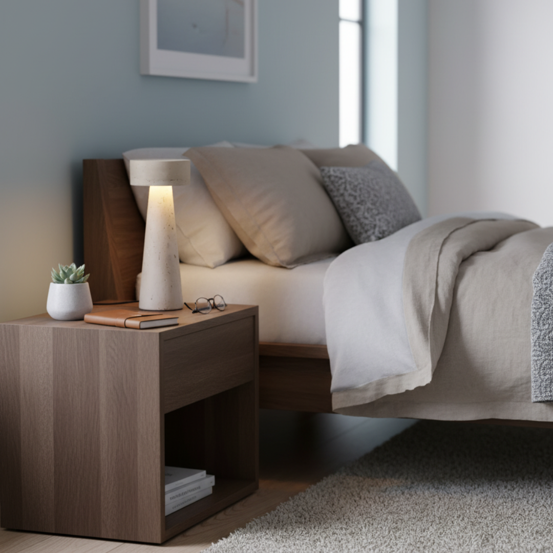 TravertUmbra Travertine Mushroom Lamp - Modern Minimalist Stone Table Light 1