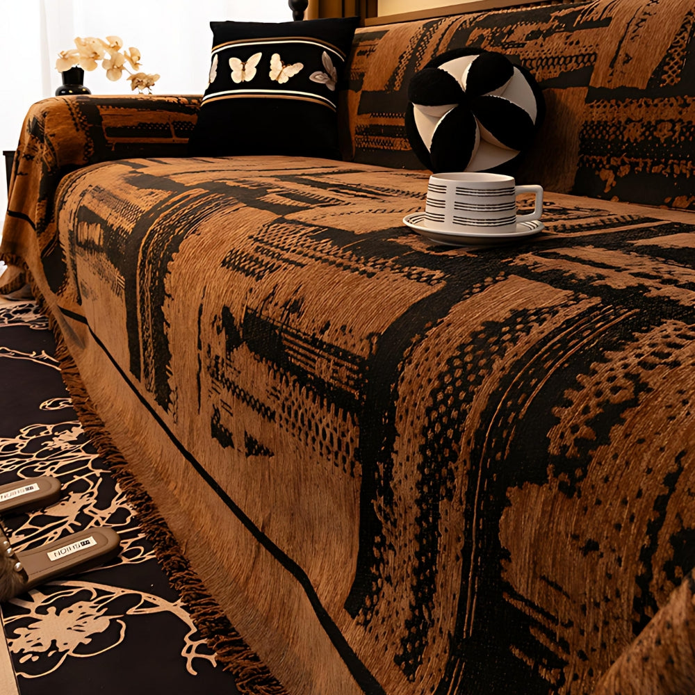 Tribal-Inspired Chenille Sofa Cover – Soft Textured Fabric with Bold Patterns 5