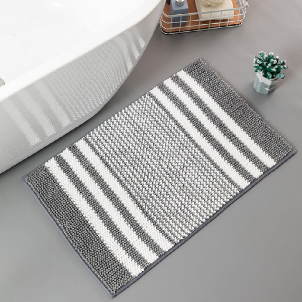 Ultra-Soft Chenille Bath Mat – Striped Design with Non-Slip Backing 7