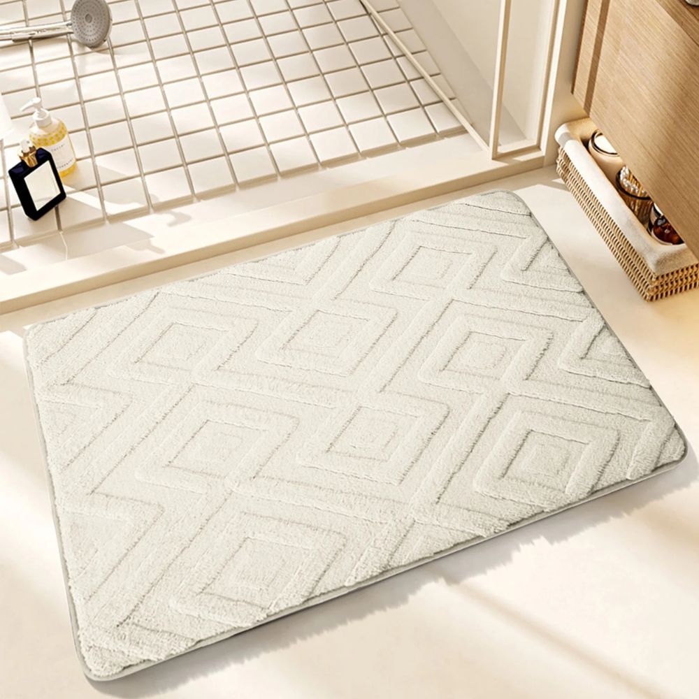 Ultra-Soft Non-Slip Bath Mat – Plush Microfiber with Modern Diamond Design 7