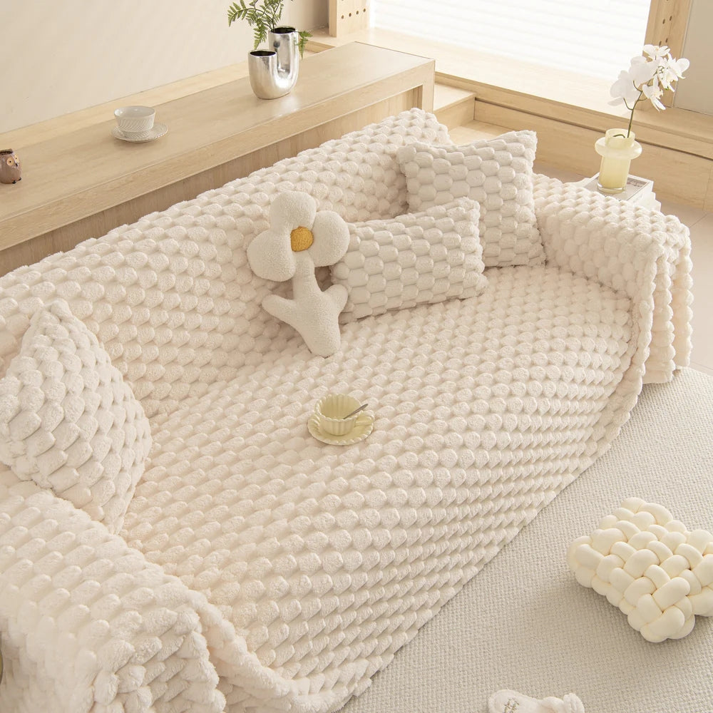 Ultra-Soft Tufted Rabbit Sofa Cover – Luxurious Microfiber Blend for Pet-Friendly Comfort 0