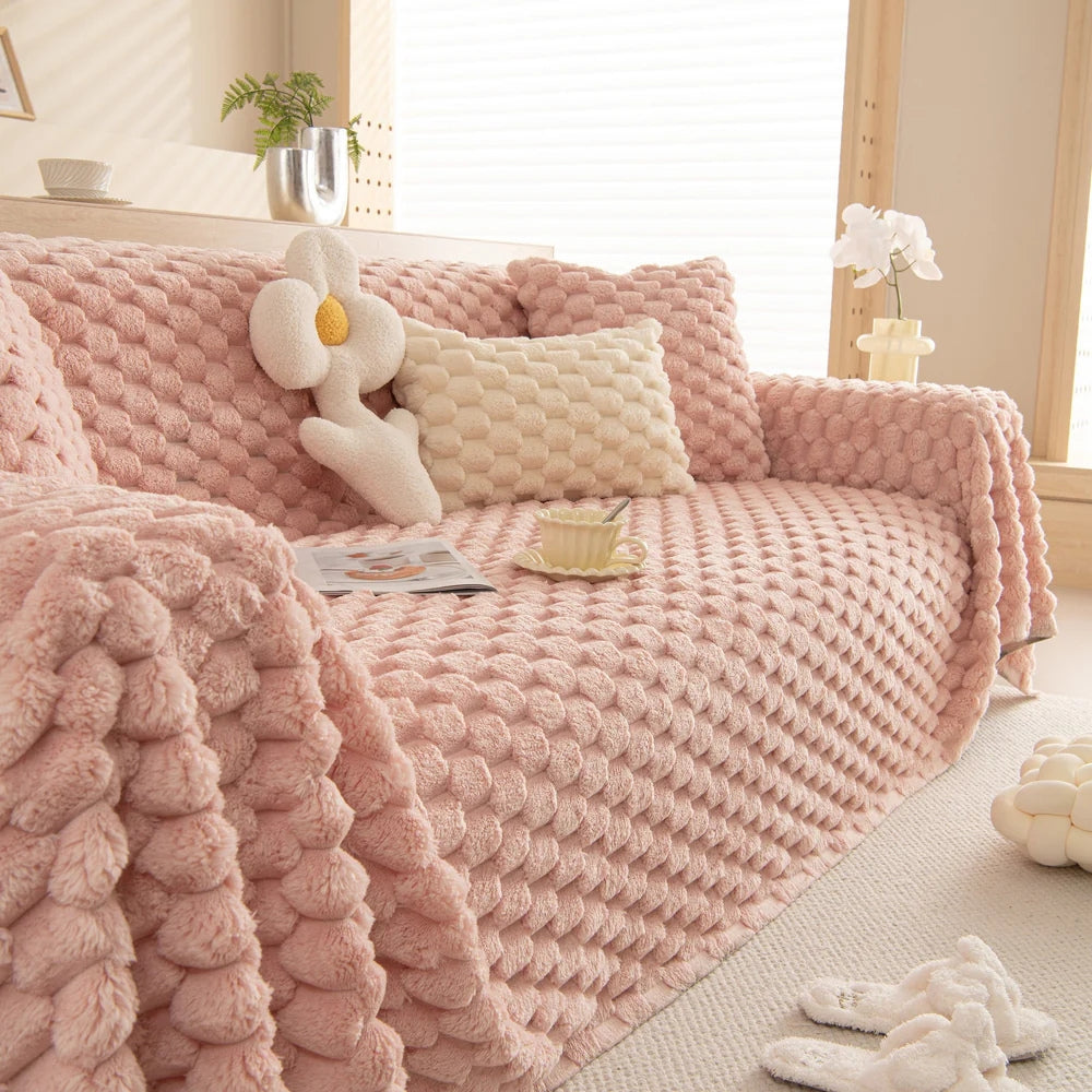 Ultra-Soft Tufted Rabbit Sofa Cover – Luxurious Microfiber Blend for Pet-Friendly Comfort 3