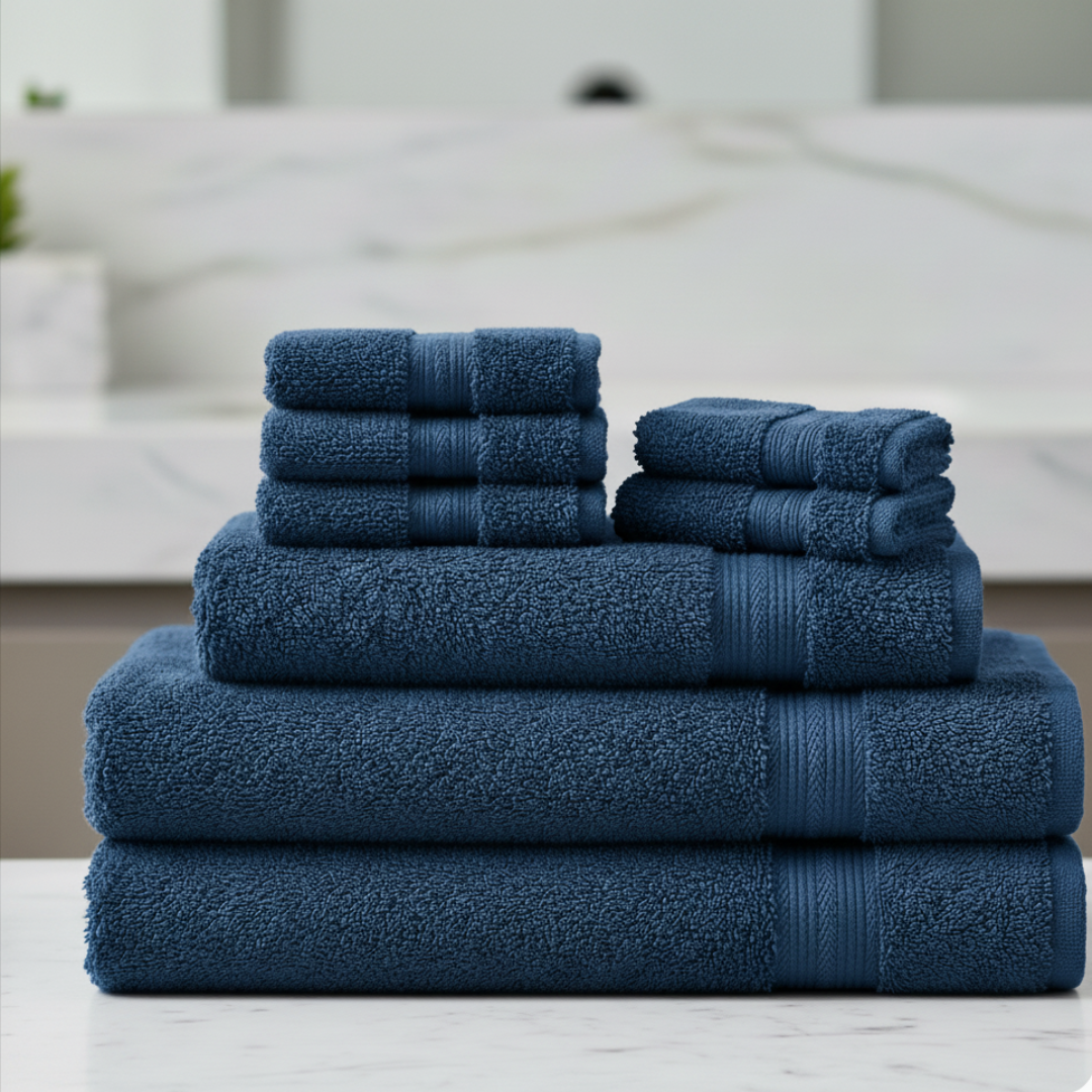 Ultrasoft 8-Piece Egyptian Cotton Towel Set – Charcoal Gray Luxury Bath Bundle