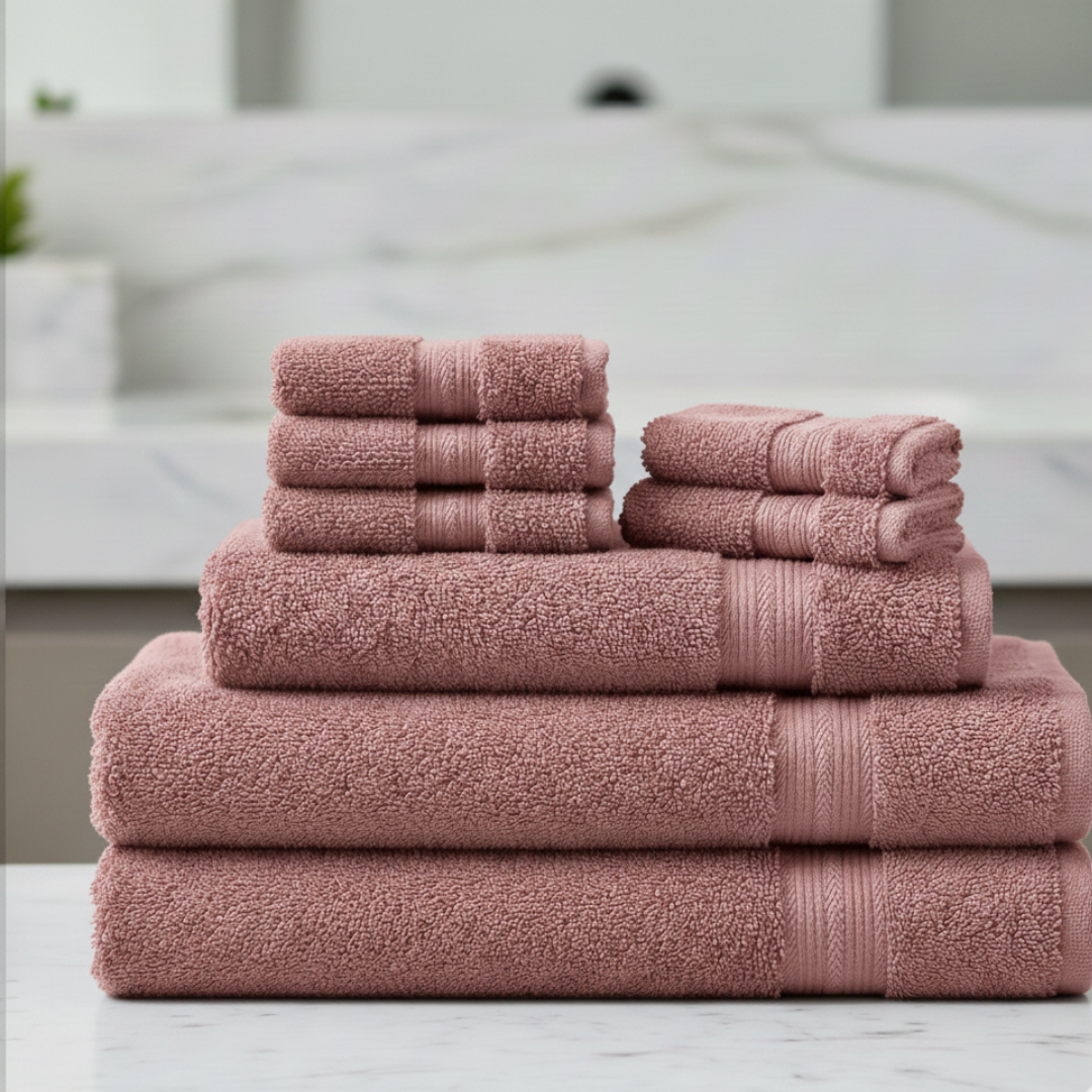 Ultrasoft 8-Piece Egyptian Cotton Towel Set – Charcoal Gray Luxury Bath Bundle