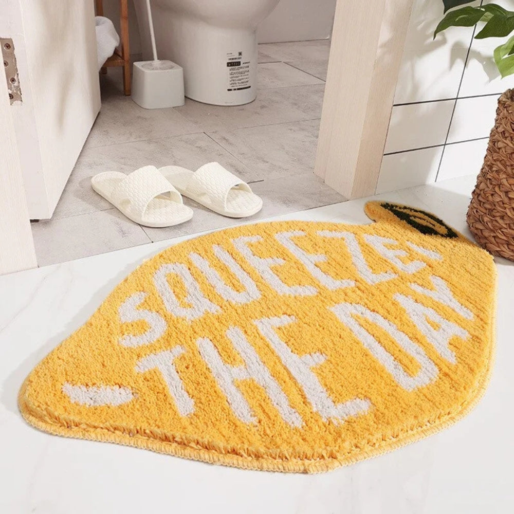 Vibrant Lemon Non-Slip Bath Mat – Soft, Ultra-Absorbent Cotton Microfibre 0