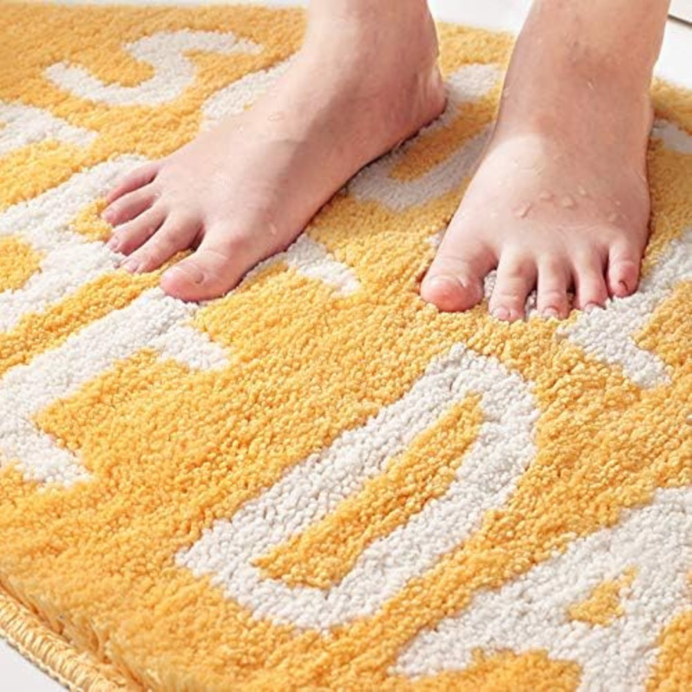 Vibrant Lemon Non-Slip Bath Mat – Soft, Ultra-Absorbent Cotton Microfibre 1