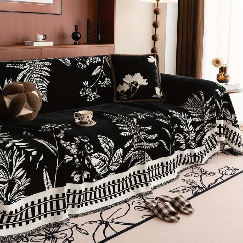 Vintage Floral Chenille Sofa Cover – Pet-Friendly Durable Jacquard Throw