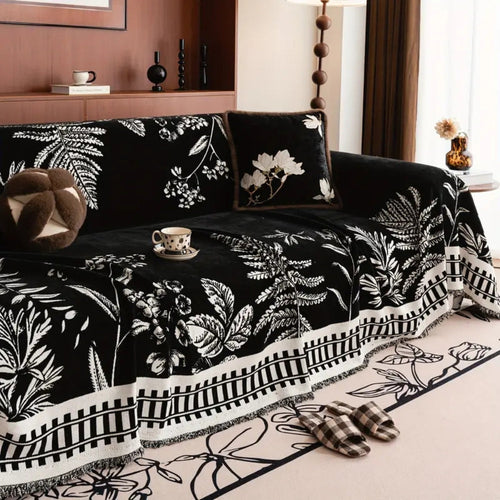 Vintage Floral Chenille Sofa Cover – Pet-Friendly Durable Jacquard Throw
