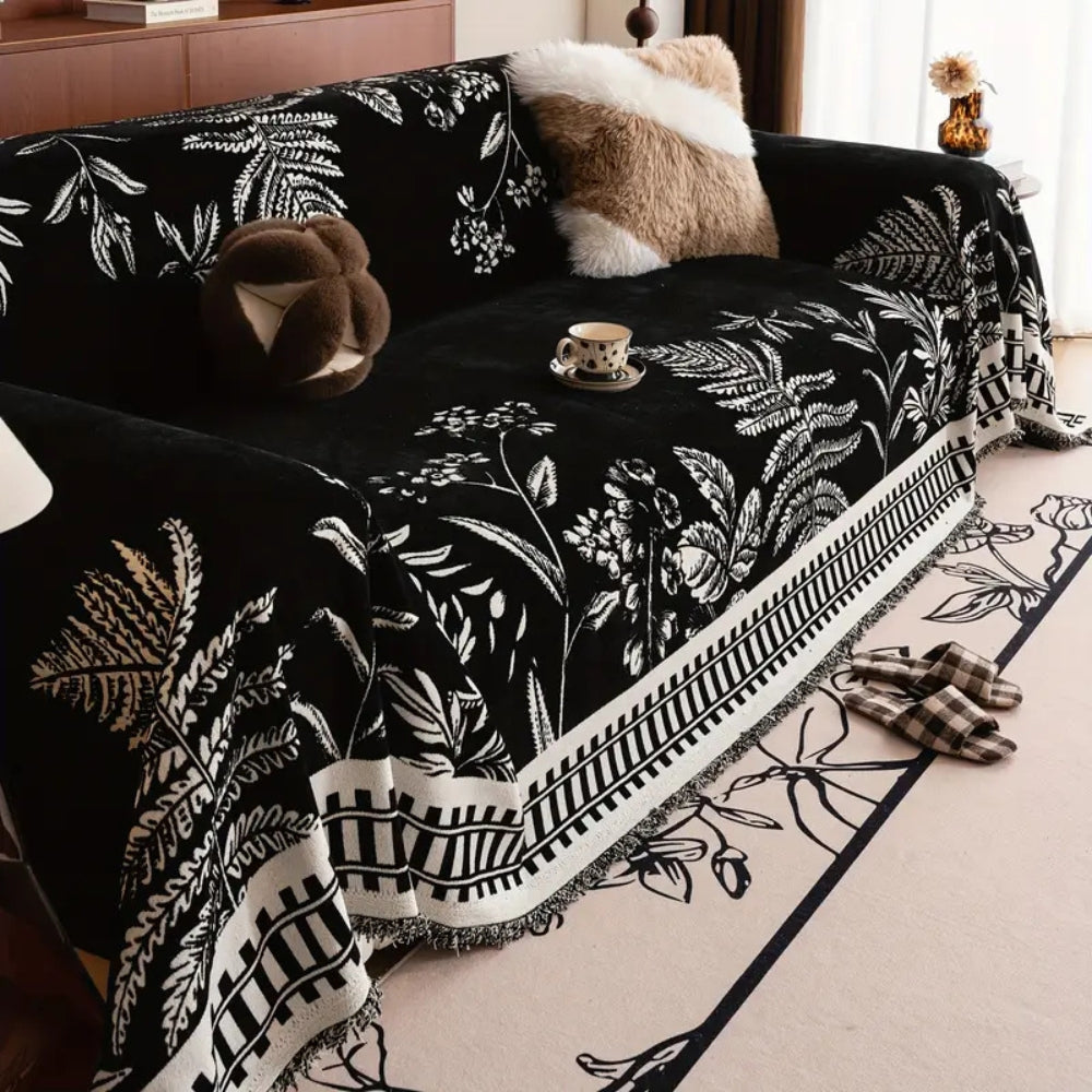 Vintage Floral Chenille Sofa Cover – Pet-Friendly Durable Jacquard Throw