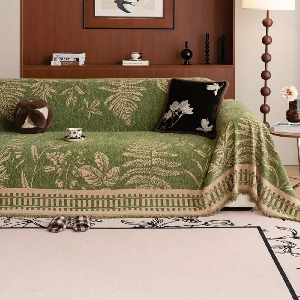 Vintage Floral Chenille Sofa Cover – Pet-Friendly Durable Jacquard Throw