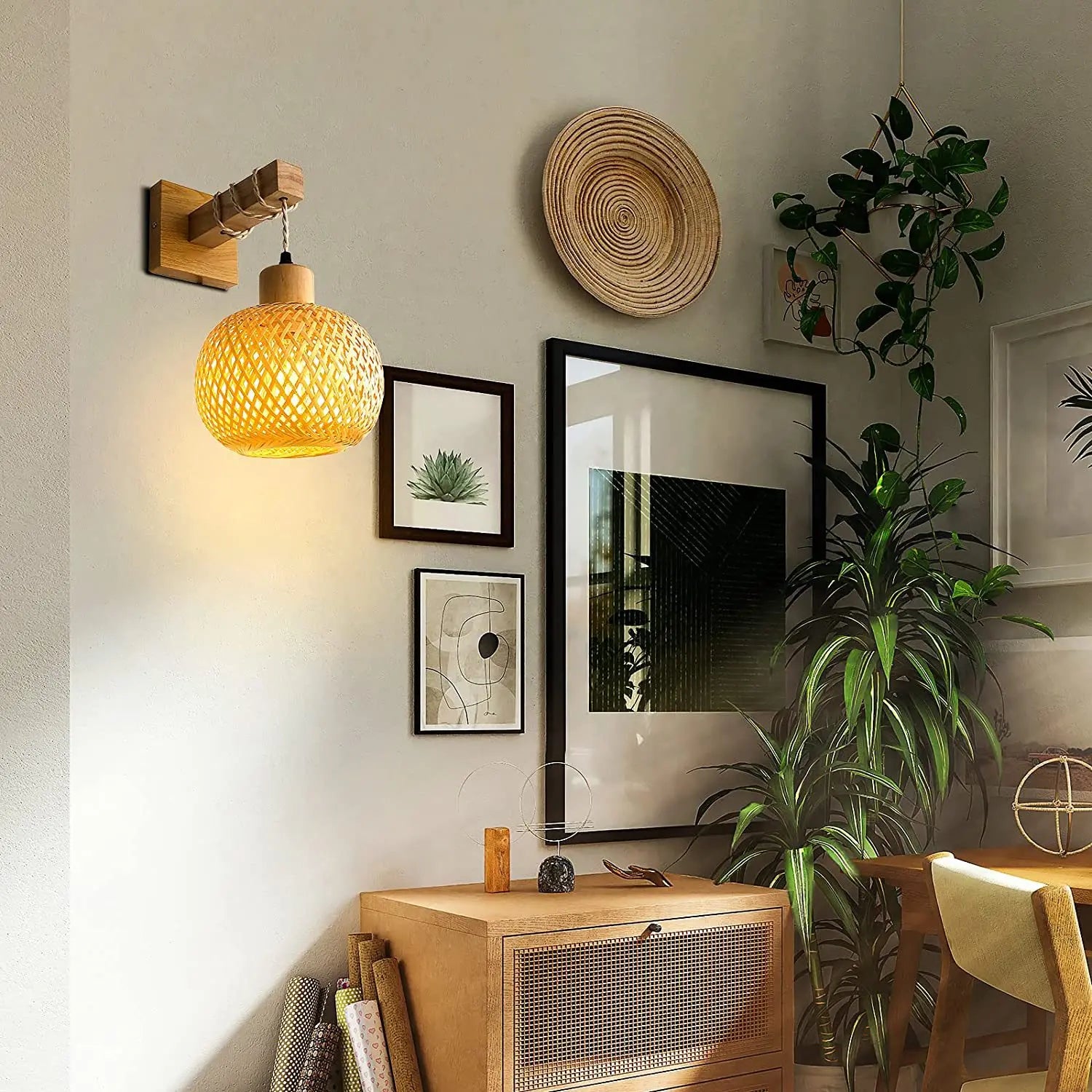 Vintage Bamboo Wall Sconce – Rustic Rattan Design for Indoor Lighting 4