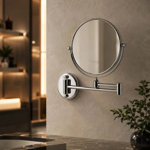 Wall Mounted Double Sided Makeup Mirror | Extending Folding Dual-Arm Bracket