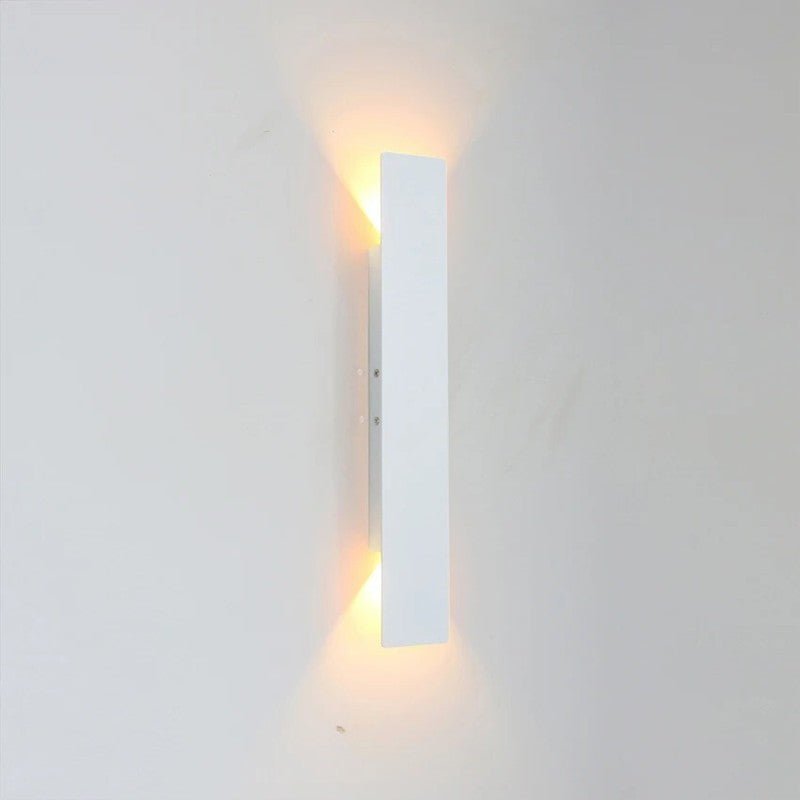 White rectangular outdoor wall fixture showing screw details