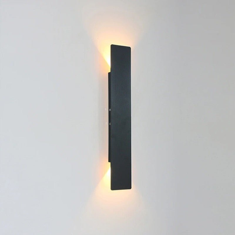Matte black slim profile outdoor wall light with silver screws