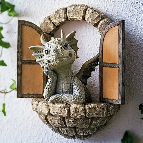 Whimsical Garden Dragon Ornament – Handcrafted Resin Fairy Garden Decor