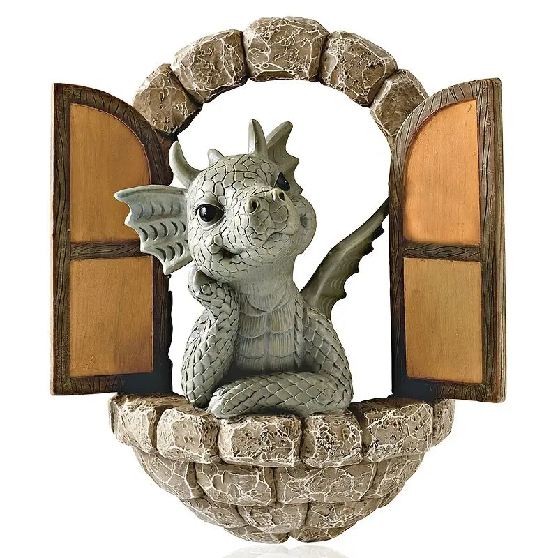 Whimsical Garden Dragon Ornament – Handcrafted Resin Fairy Garden Decor 4