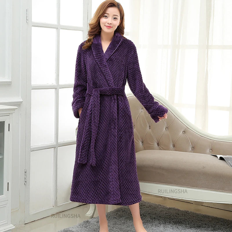 Women's Full Length Bathrobe – Ultra-Absorbent Plush Coral Fleece Sleepwear