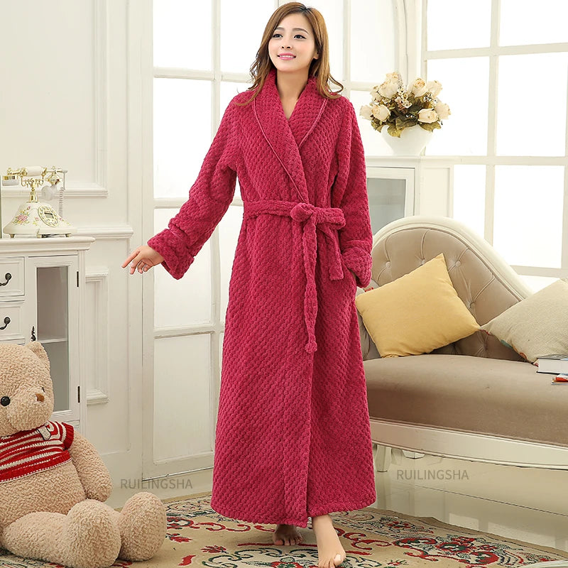 Women's Full Length Bathrobe – Ultra-Absorbent Plush Coral Fleece Sleepwear