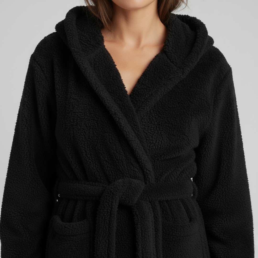 Women’s Hooded Plush Bathrobe Soft Cozy Fleece Robe