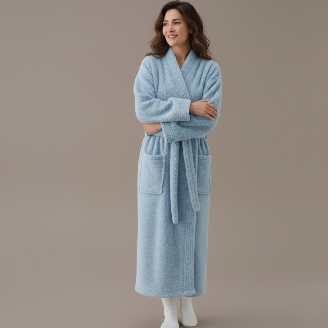 Women’s Plush Fleece Bathrobe Ankle Length Soft Cozy Robe