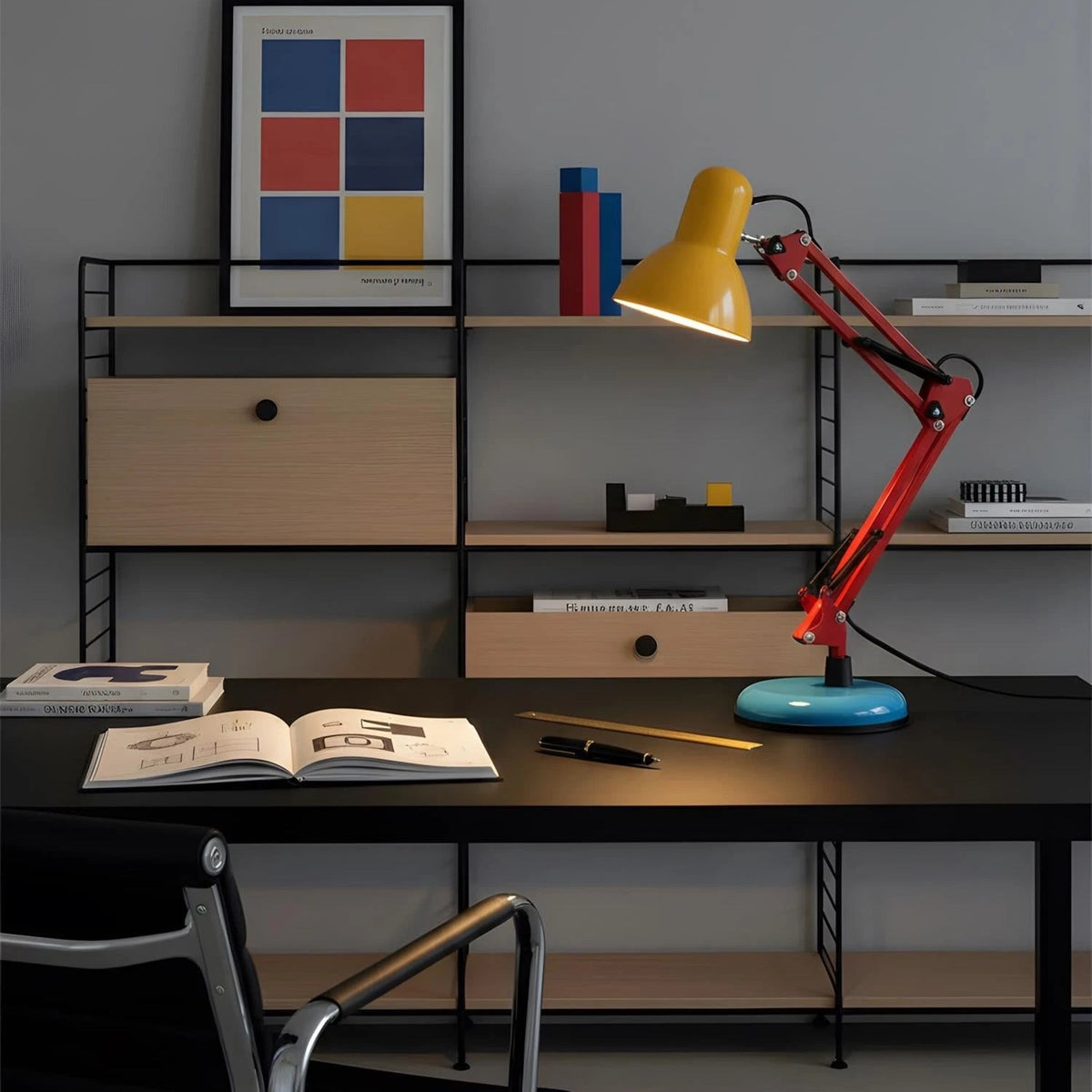 Maintained House Architect Desk Lamp - Color Block on a study desk