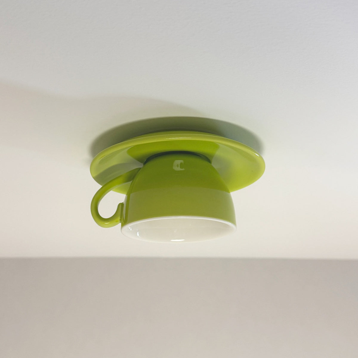 Maintained House Ceramic Teacup Ceiling Light - Lime Green
