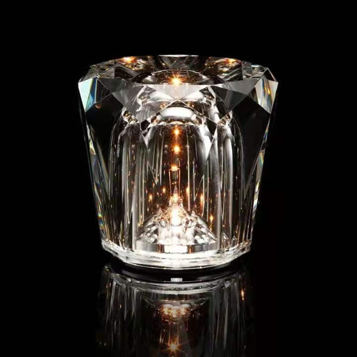 Maintained House Cut Crystal Cordless Table Lamp - Faceted dome