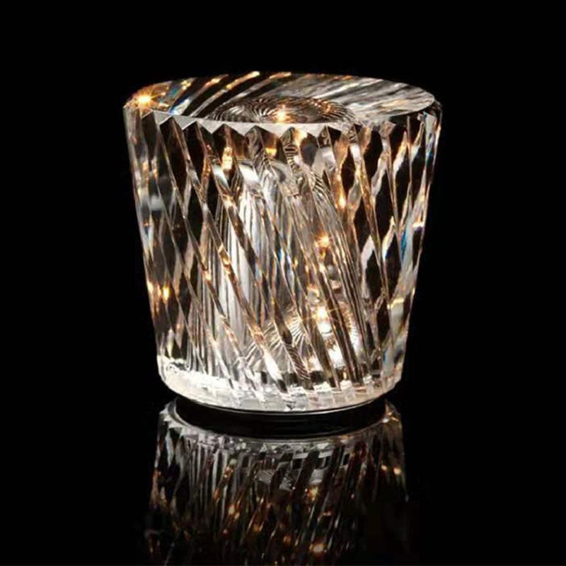 Maintained House Cut Crystal Cordless Table Lamp - Swirl cut