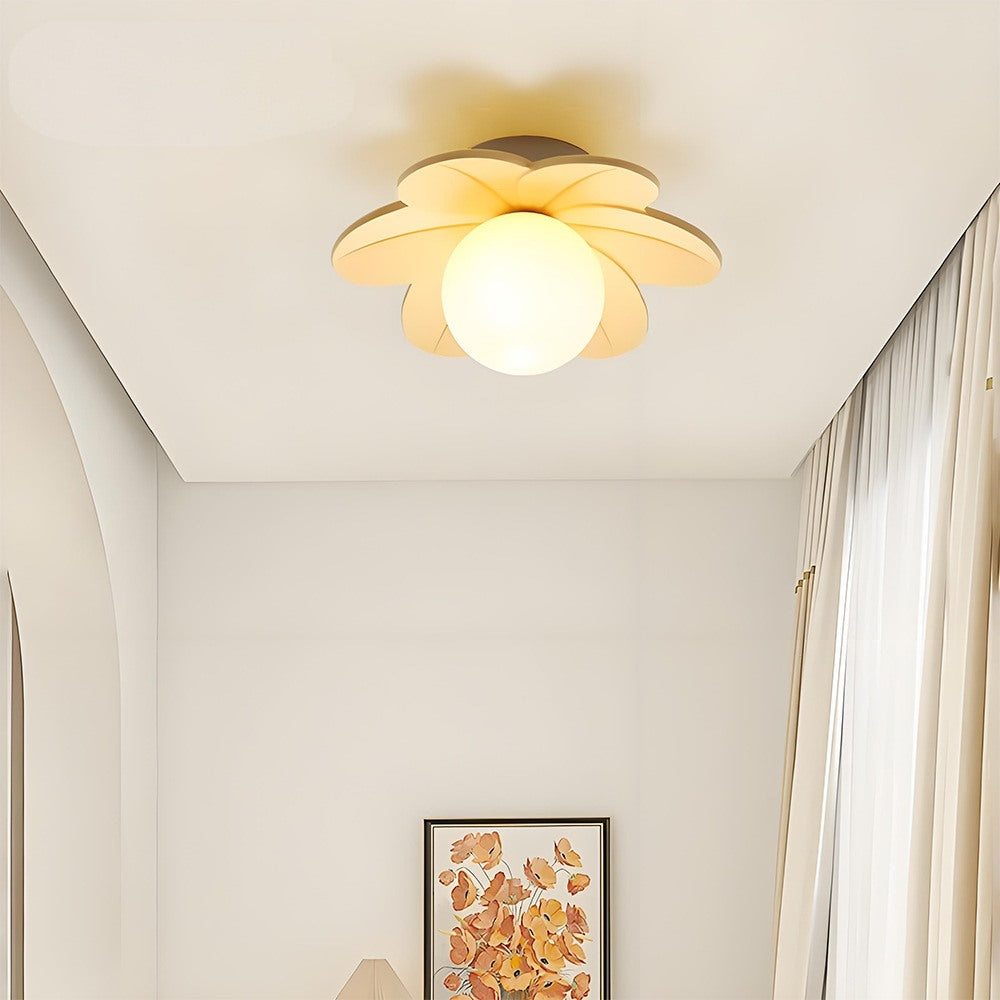 Maintained House Flower Petal Ceiling Light - Cream in a room