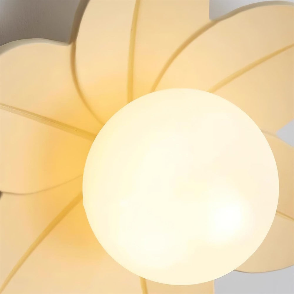 Maintained House Flower Petal Ceiling Light - Frosted glass globe, lit