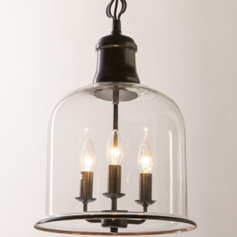 Maintained House Glass Bell Lantern Pendant Light - Black close-up