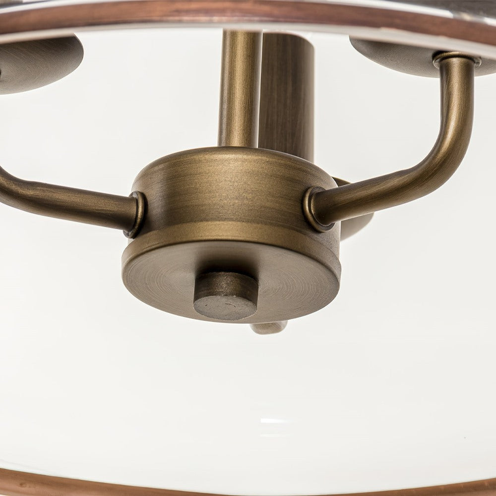 Maintained House Glass Bell Lantern Pendant Light - Bronze arms from below