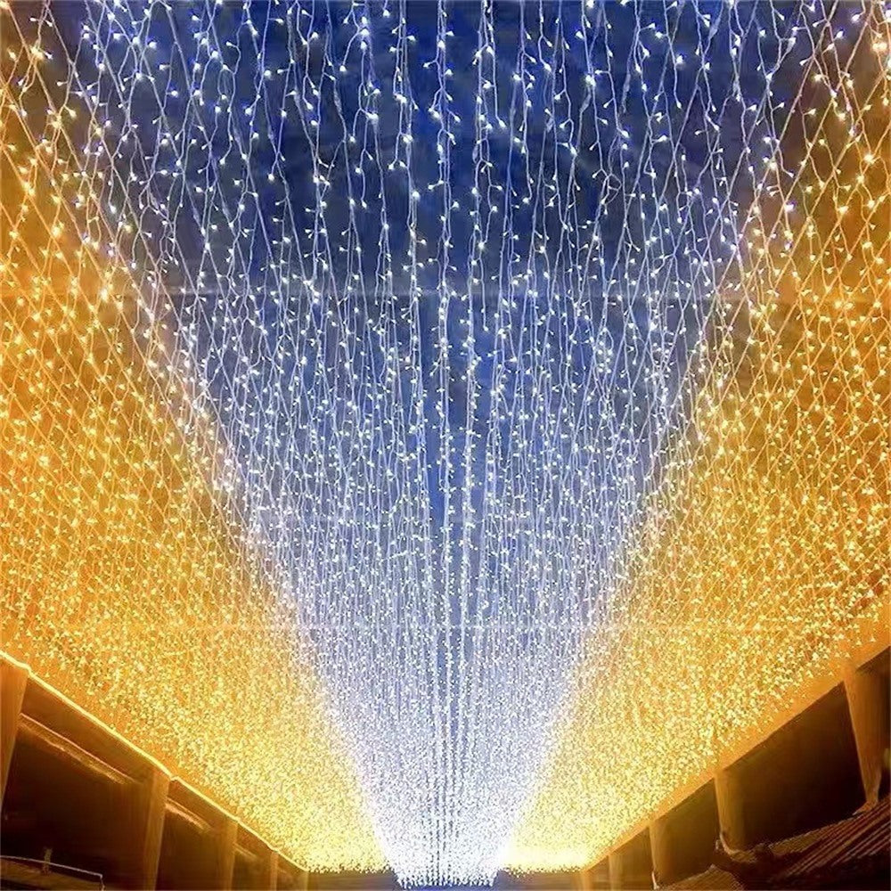 Maintained House LED Icicle Curtain Lights - Warm White and White curtain canopy