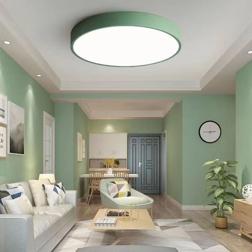 Macaron Flush Mount LED Ceiling Light | Ultra-Slim 2" Round Metal & Acrylic Fixture