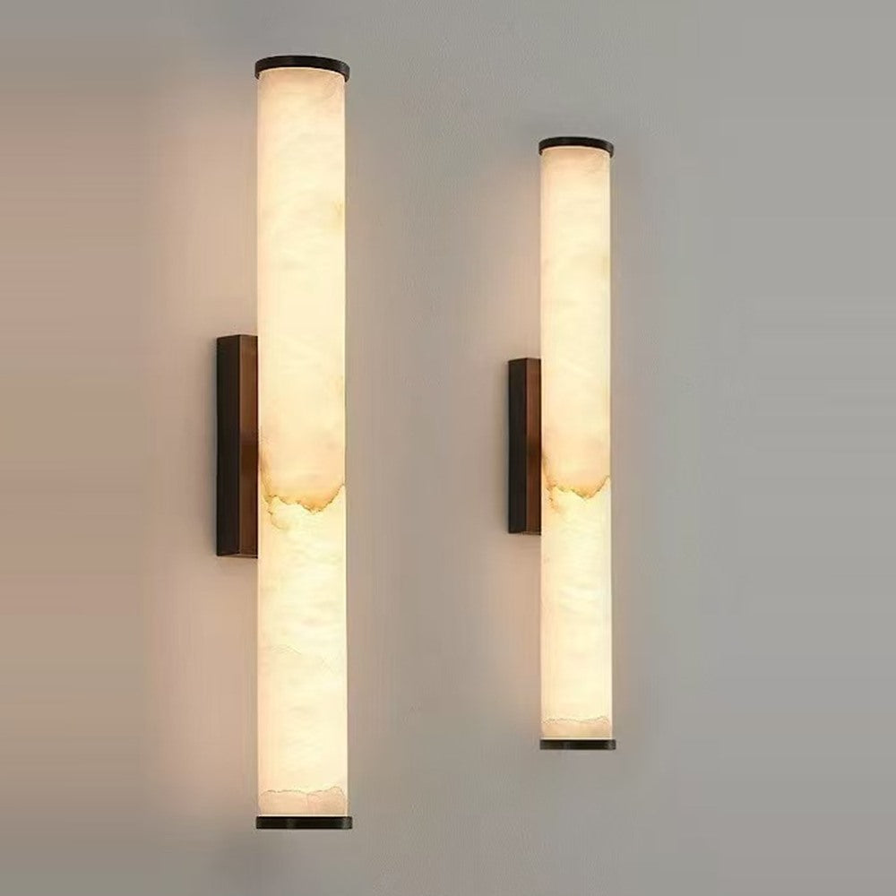 Maintained House Marble Tube Wall Sconce - 15.7 in and 19.7 in lengths side by side