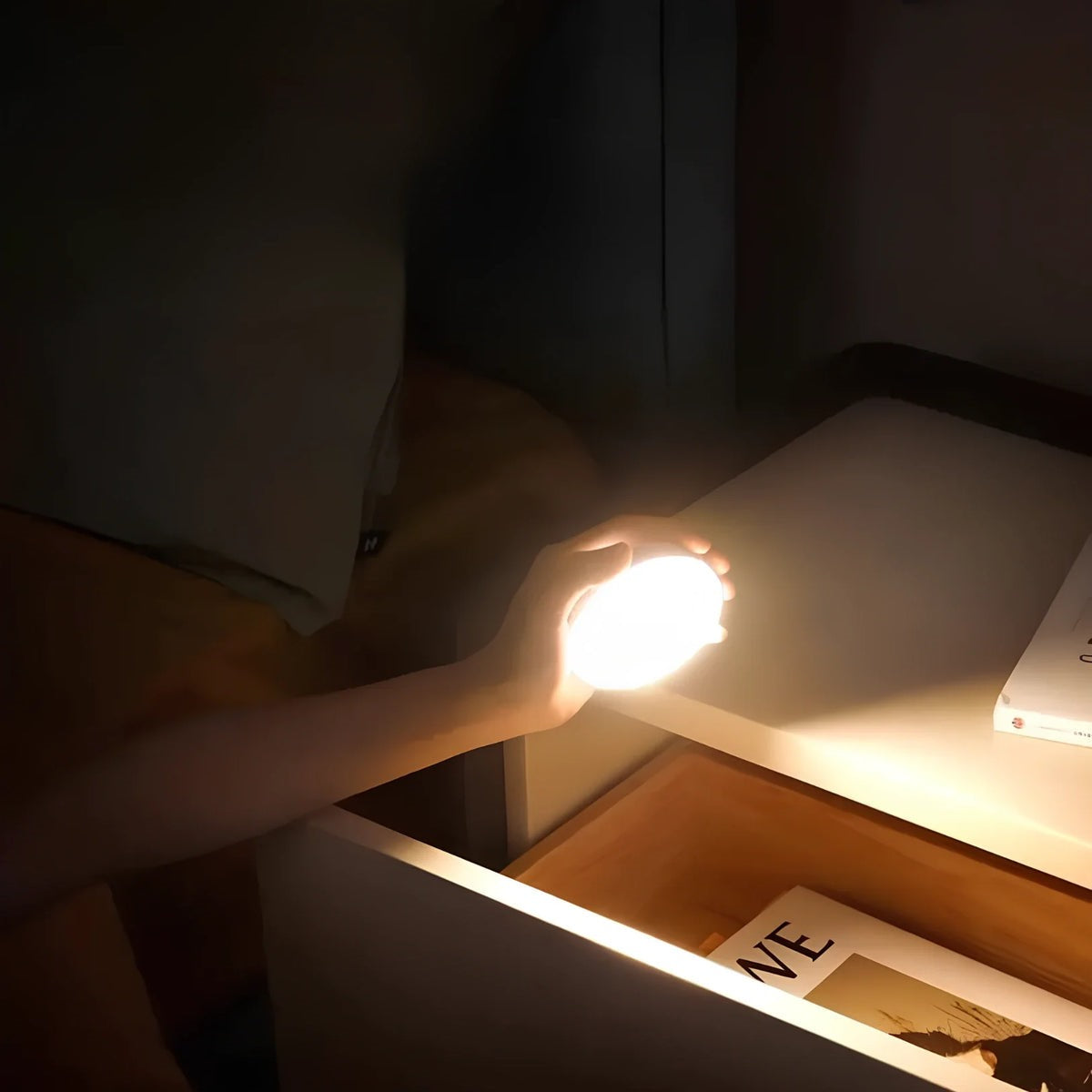 Maintained House Motion Sensor Puck Light - Lifted off its mount and used as a hand light