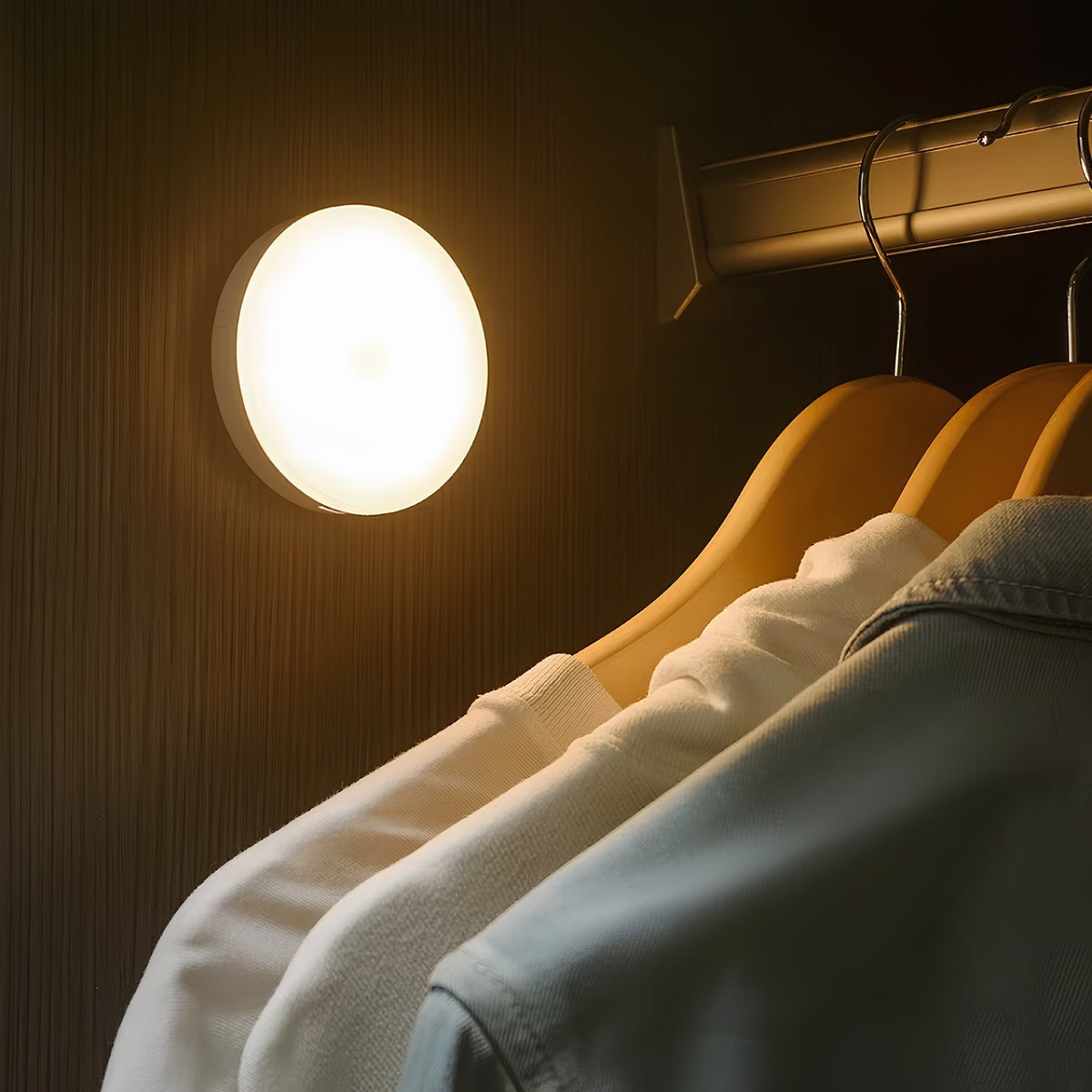 Maintained House Motion Sensor Puck Light - Lighting clothes on a closet rail