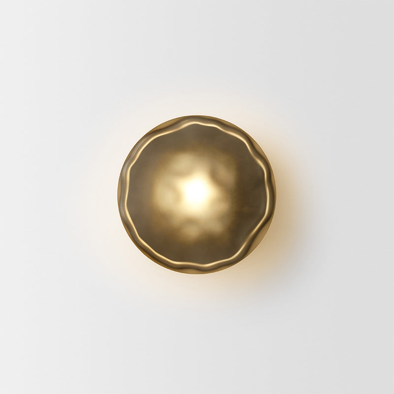 Maintained House Nordic Rippled Glass Wall Sconce - Single Disc, Matte Amber Glass / Black