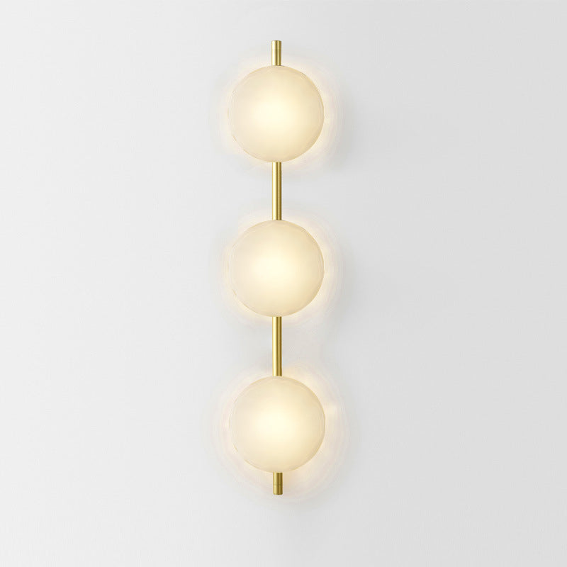 Maintained House Nordic Rippled Glass Wall Sconce - Three Disc on Rod, Frosted White Glass / Brass