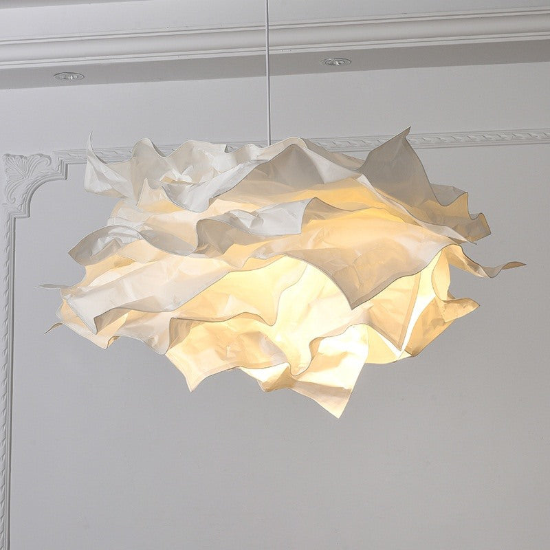 Maintained House Paper Cloud Pendant Light - Lit against a white wall