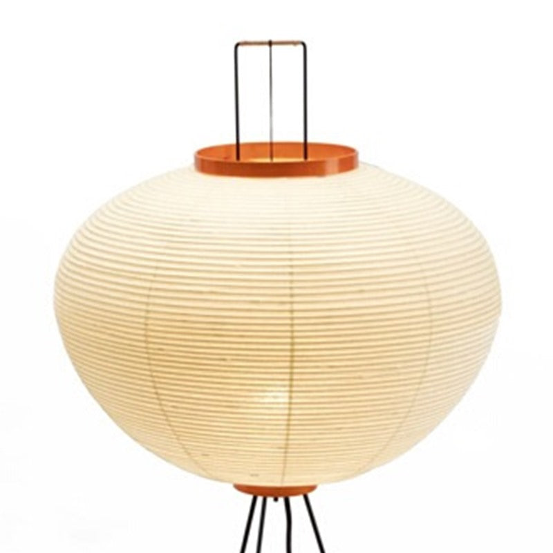 Maintained House Paper Lantern Floor Lamp - Close-up of the ribbed paper shade and top ring