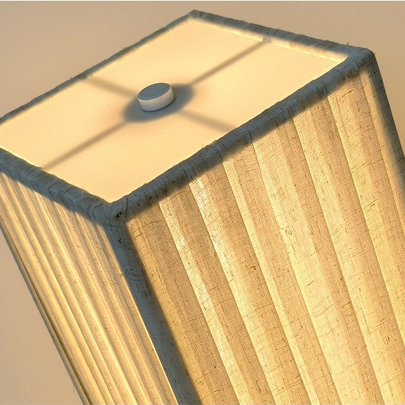 Maintained House Pleated Linen Column Floor Lamp - Top of the pleated fabric shade