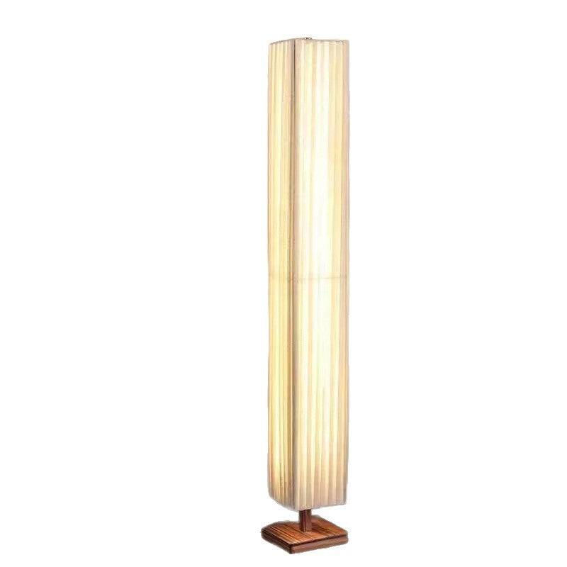 Maintained House Pleated Linen Column Floor Lamp - Full lamp on white