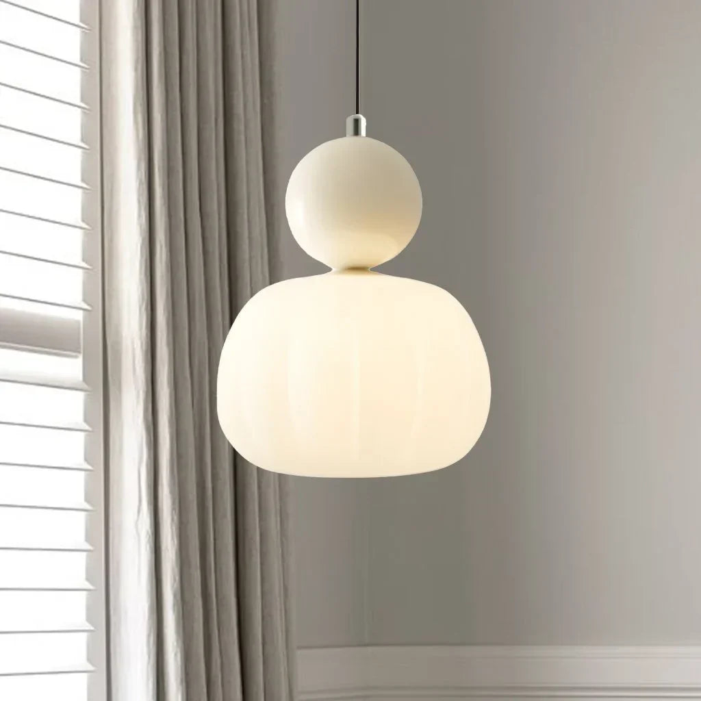 Maintained House Pumpkin Pendant Light - Single Pendant, Cream