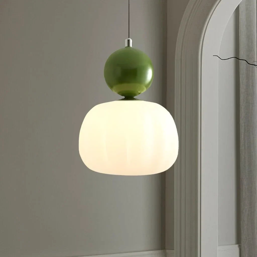 Maintained House Pumpkin Pendant Light - Single Pendant, Olive Green