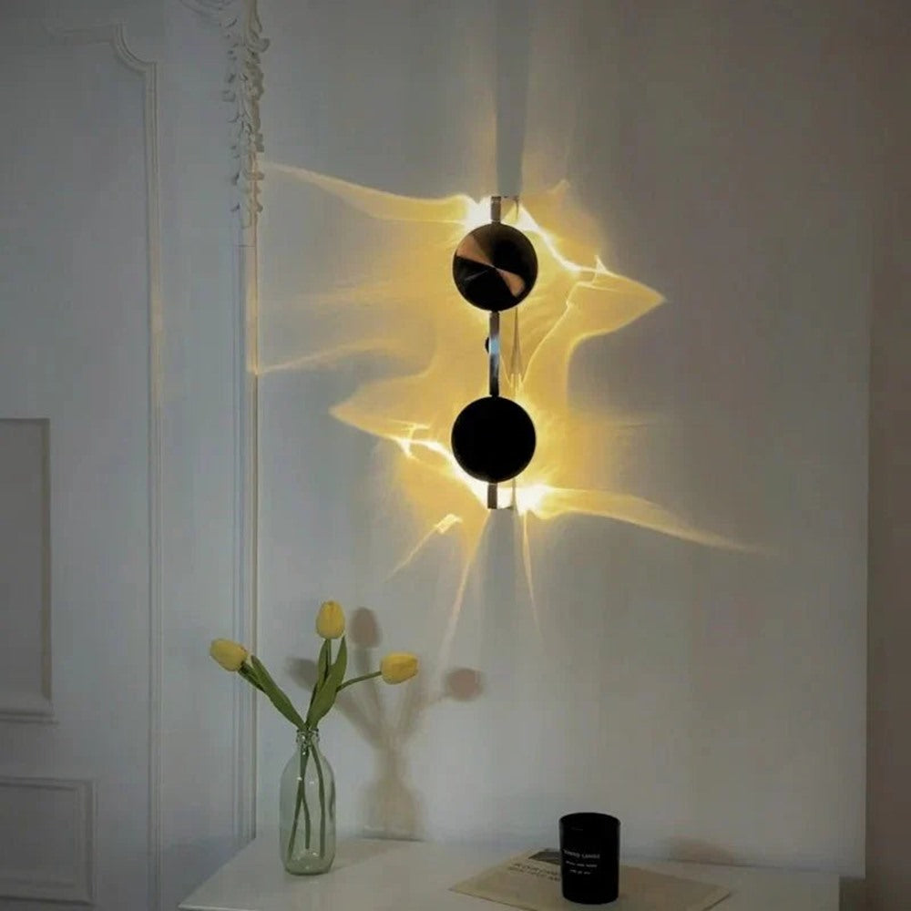 Maintained House Rotating Ripple Light Wall Sconce - Double lamp over a console with tulips