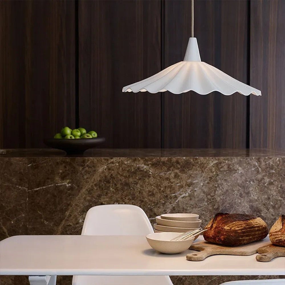 Maintained House Ruffled Porcelain Pendant Light - Over a kitchen table
